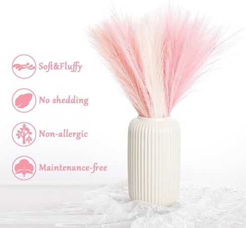 60 قطعة من عشب بامباس الصناعي الوردي، 17.7 بوصة عشب بامباس الاصطناعي لمزهريات بوهو القصيرة، ديكور الغرفة الوردي، قطع مركزية للزفاف، تنسيق الزهور، زينة عيد الأم in Kuwait