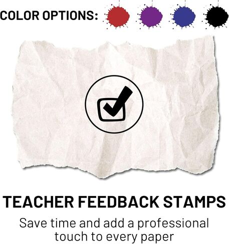 Self-Inking Teacher Stamps for Grading, Multicolor Assessment Stamp, Motivational Feedback Stamps, Homework Review Stamps, Praise Stamp Gift (Red, Check) in Saudi Arabia