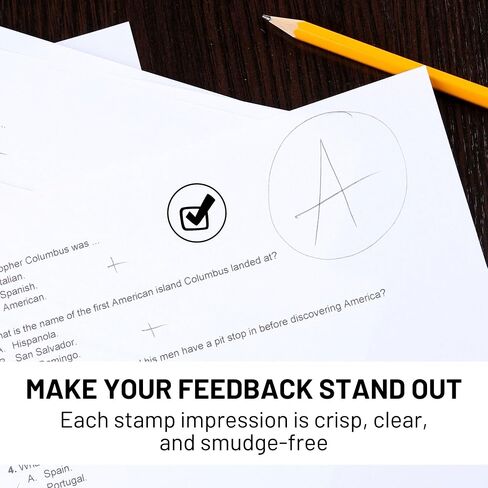 Self-Inking Teacher Stamps for Grading, Multicolor Assessment Stamp, Motivational Feedback Stamps, Homework Review Stamps, Praise Stamp Gift (Red, Check) in Saudi Arabia