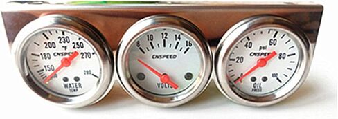 KYMY Triple Gauge Kit,Oil Volt Water Gauge - Chrome Oil Pressure, Voltage,and Water Temperature,3 in 1 Car Triple Meter Auto Gauge Set in Saudi Arabia
