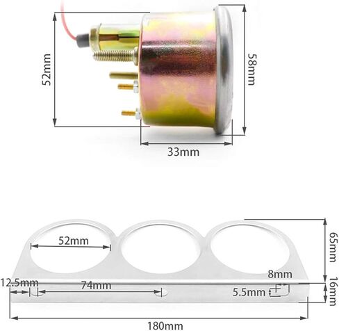 KYMY Triple Gauge Kit,Oil Volt Water Gauge - Chrome Oil Pressure, Voltage,and Water Temperature,3 in 1 Car Triple Meter Auto Gauge Set in Saudi Arabia