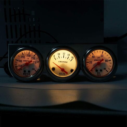 KYMY Triple Gauge Kit,Oil Volt Water Gauge - Chrome Oil Pressure, Voltage,and Water Temperature,3 in 1 Car Triple Meter Auto Gauge Set in Saudi Arabia