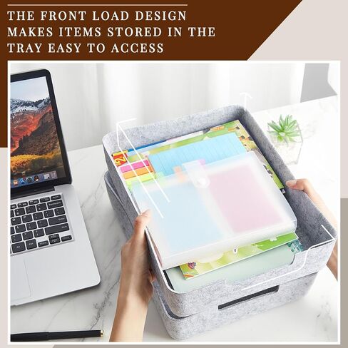 Buryeah 3 Pcs Stackable Desk Letter Tray 12.99 x 9.84 Inch Soft Felt Tray Paper Tray Organizer Document Tray Drawer Organizer Felt Storage Bins for Office Classroom File Magazine Organizing Supply in Saudi Arabia