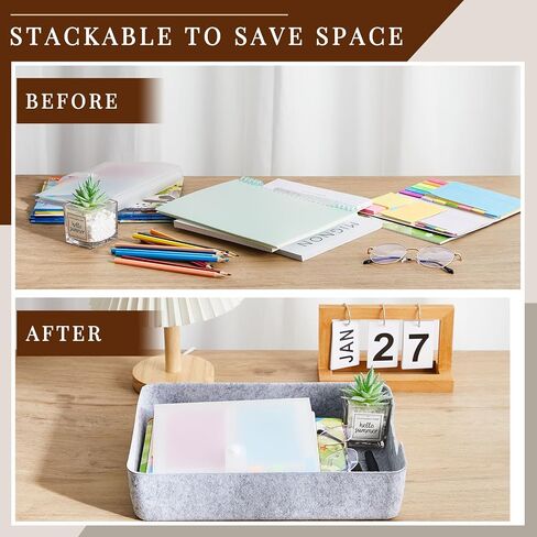 Buryeah 3 Pcs Stackable Desk Letter Tray 12.99 x 9.84 Inch Soft Felt Tray Paper Tray Organizer Document Tray Drawer Organizer Felt Storage Bins for Office Classroom File Magazine Organizing Supply in Saudi Arabia