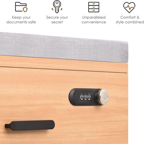 Soohow 3 Mobile Smart Lock Small Rolling Desk Unit Storage Drawers Black Filing Cabinet for Home Office Business, Brown in Kuwait