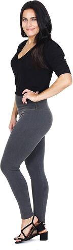 INTRO. Tummy Control High Waist Pull-On Cotton Poly Spandex Legging Denim in Saudi Arabia
