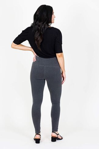 INTRO. Tummy Control High Waist Pull-On Cotton Poly Spandex Legging Denim in Saudi Arabia