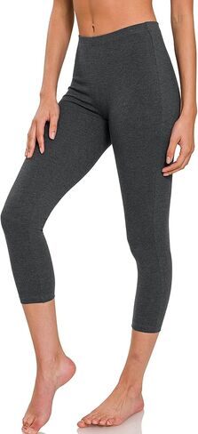 Women's Solid Basic Premium Cotton Capri Leggings in Saudi Arabia