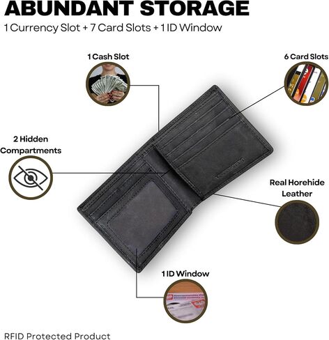 Mens wallets rfid blocking minimalist wallet for men, Thin Wallet for Men Slim, RFID Blocking Wallet, gifts for him - bifold wallet for men with id card holder, Black textured, Coffee in Saudi Arabia