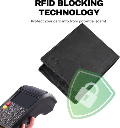Mens wallets rfid blocking minimalist wallet for men, Thin Wallet for Men Slim, RFID Blocking Wallet, gifts for him - bifold wallet for men with id card holder, Black textured, Coffee in Saudi Arabia