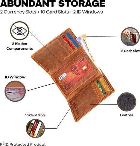 Mens wallets rfid blocking minimalist wallet for men, Thin Wallet for Men Slim, RFID Blocking Wallet, gifts for him - bifold wallet for men with id card holder, Black textured, Coffee in Saudi Arabia