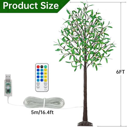 Lighted Olive Trees Artificial 4ft 60 LED Lights for Decoration Inside Outside, Prelit Fake Tree with 12 Fruits 120 Leaves Remote Electric Greenery Lights for Christmas Wedding Holiday Home Decor in Saudi Arabia