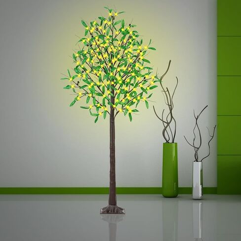 Lighted Olive Trees Artificial 4ft 60 LED Lights for Decoration Inside Outside, Prelit Fake Tree with 12 Fruits 120 Leaves Remote Electric Greenery Lights for Christmas Wedding Holiday Home Decor in Saudi Arabia