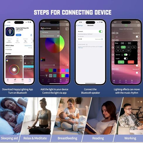 مصباح مكبر صوت بلوتوث BKDRL مع شاحن لاسلكي، ضوء ليلي RGB، ساعة منبه، تحكم في التطبيقات - أبيض in Saudi Arabia
