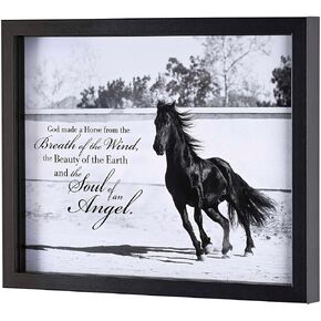 Dicksons FRMWDBL-1411-72 Horse Breath Of The Wind Soul Of An Angel Glossy Black 12 x 15 Wood And Glass Shadow Box Style Framed Wall Art