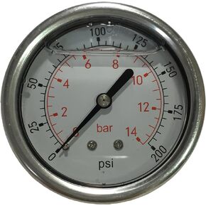 PneumaticPlus LFSB25-200 Liquid Filled Pressure Gauge WOG- 1/4" NPT Back Mount - 2-1/2" Dial - 0 to 200 PSI