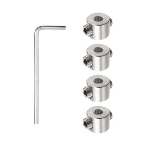 4pcs 3mm Drill Stop Collar Set Depth Stop, Adjustable Stainless Steel Drilling Limit Ring, Anodizing Surface Dowel Shaft Chuck Positioner with Hex Wrench, Silver