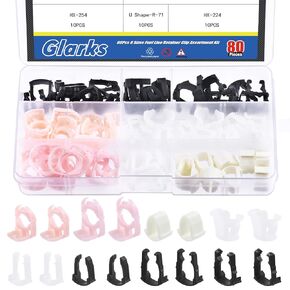 Glarks 80Pcs 3/8" 5/16" 8 Sizes Fuel Line Retainer Clips Assortment Kit, Nylon Fuel Line Retaining Clips Auto Clips Replacement Kit Compatible with Ford GM