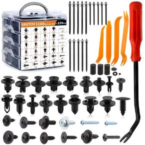 Car Bumper Clips Plastic Rivets 1250PCS Shield Retainer Clips Automotive Push Pins Assortment Xmas Tree Fasteners Kit Most Common Sizes Auto Body Push Pin with Removers for Ford Honda Chrysler GM