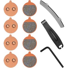 4 Pairs Ebike Scooter Brake Pads Compatible with TOLIDS SEALUP Scooter, Sintered Metal Disc Brake Pads Bicycle for Electric Scooter,Ebike Brake Pads Bike Disc Brake Pads with Installation Tools