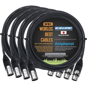 4 Units - 15 Foot - Canare L-4E6S, Star Quad Balanced Male To Female Microphone Cables With Amphenol AX3M & AX3F Silver XLR Connectors - CUSTOM MADE By WORLDS BEST CABLES