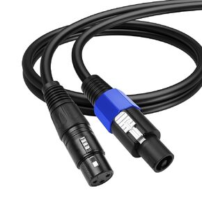 SinLoon Speakon to XLR Cable 22AWG Speakon to XLR 3Pin Female Audio Extension Cable with Twist Lock for Amplifier Pro DJ PA Stage(0.5M/1.6FT Speakon Male)