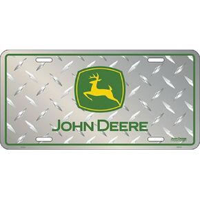 John Deere Silver License Plate with Green Logo