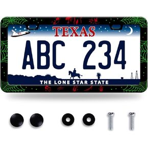 Abstract Blue Marble License Plate Frame Personalise License Plate Frames Stainless Steel Accessories Cars Decor with 2 Holes and Screws Fits Standard US CA Vehicles Size 12.2 x 6 Inches