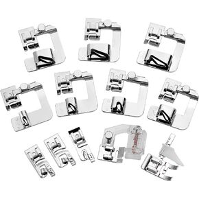 Sewing Hemming Set Includes 7Pcs Wide Hem Foot, 3Pcs Narrow Rolled Hem Presser Feet, Bias Tape Binder Foot and Adjustable Guide Presser Foot for Brother Singer Janome Low Shank Sewing Machine