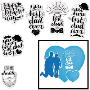 Happy Father's Day Clear Stamps for Card Making Blessing Love Words Clear Stamp Father Day Transparent Silicone Stamps for DIY Scrapbooking Supplies Embossing Paper Card Album Decoration Crafts