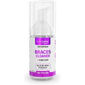OrthoFoam Braces Cleaner - Cleans Under Metal, Ceramic or Clear Brackets & Wires. Can Brush or Rinse with & Use in Trays. Foaming Bubbles Whiten Teeth & Fight Plaque (1 Pack - 25 ml)