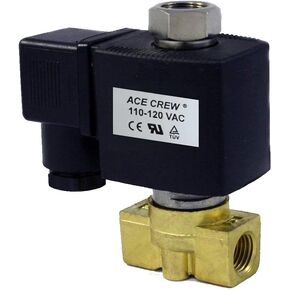 AceCrew Solenoid valve 3/8 inch NPT 110VAC, 120VAC Normally Open - flow control valve for gas, fluid, air