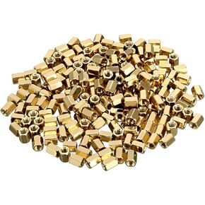 uxcell 200pcs Brass Straight PCB Pillar Female Thread Hex Standoff Spacer M3x5x6mm