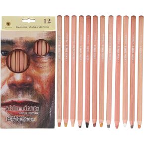 12PCS Skin Tone Pastel Pencils, 12 Set From Light to Dark, Perfect for Painting, Illustration, Tinting, Sketching, Portrait