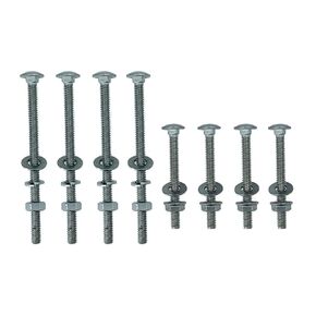 (8pcs) 304 Stainless Bed Frame Hardware Nuts and Bolts 4 inches and 2-1/2" Long, Bolts and Nuts Kit, Wheelbarrow Handles Replacement Kit, Carriage Bolts (1/4"-20(4 Long and 4 Short))