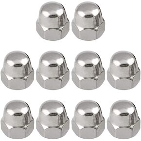 10 Pieces M6 Thread Dome Head Stainless Steel Acorn Hex Cap Nuts Stainless Steel Hex Acorn Cap Nuts for Screws Bolts, Silver