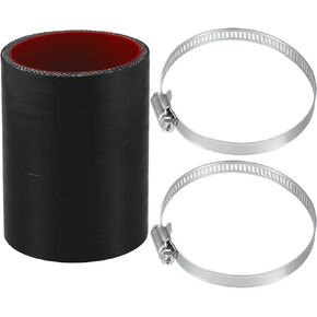 X AUTOHAUX 1 Set 65mm 2.56" ID 100mm 3.94" Length 0 Degree Black Red Car Silicone Hose with Clamps Coolant Hose Universal