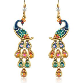 Peacock Earring-Superchic's Peacock Earring with Crystal & Crystal AB in Rhodium Plating