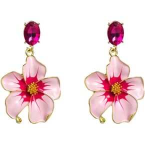 Boho Big Poppy Flower Dangle Dangle Earrings for Women Girls Gold Plated Vintage Enameled Blossom Charms Drop Dangling Oval Round Crystal Stud Elegant Prom Party Memorial Day Jewelry Gifts