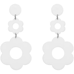 60s 70s Double Daisy Drop Earrings Flower Earrings Acrylic Flower Earrings for Cute Dainty Handmade Earrings Resin Flowers Floral Earrings for Women Girl