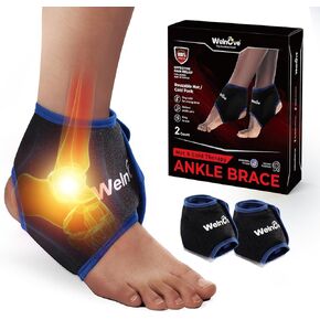 Welnove Ankle Ice Pack Wrap - 2 Pcs Reusable Gel Cold Packs for Pain Relief ＆ Heel Injuries, Hot Cold Compress Therapy for Swelling, Plantar Fasciitis, Achilles Tendonitis, Sprained Ankles