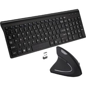 Left Handed 2.4GHz Wireless Vertical Ergonomic Mouse and Keyboard Combo Ultra-Thin Portable Size for PC Desktop Computer Laptop Mac Tablet