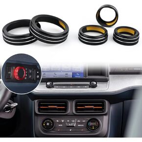 غطاء مقبض حجم الصوت لوحدة التحكم المركزية من الألومنيوم متوافق مع Ford Maverick 2022 2023 XL XLT Lariat Car AC تكييف الهواء مقبض غطاء حلقي 5 قطع (برتقالي)