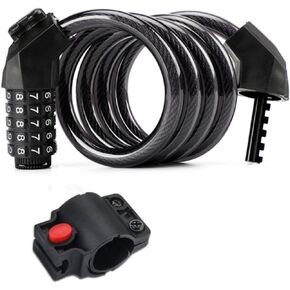 szhdxsy Bike Lock Cable, 4 Feet High Security 5 Digit Resettable Combination Coiling Bike Cable Lock, Anti Theft Bicycle Cable Locks with Mounting Bracket, 1/2 Inch Diameter