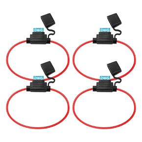 PNGKNYOCN Inline Fuse Holder 14AWG Gauge Wire Pigtail with 15A ATC/ATO Blade Fuse for Car SUV ATV Truck Trailer Boat Marine, etc.（4-Pack）