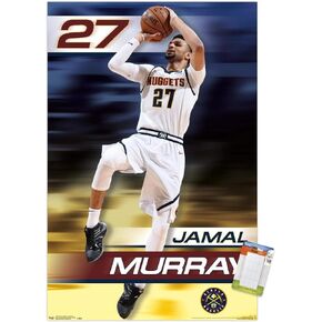 Trends International NBA Denver Nuggets - Jamal Murray 19 Wall Poster, 14.725" x 22.375", Barnwood Framed Version