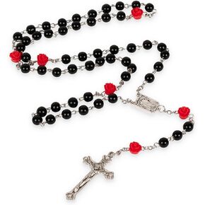 Black Pearl Glass Rosary Beads Roman Catholic Prayer Crucifix for Men Women Baptism Confirmation Communion Wedding Religious Gifts