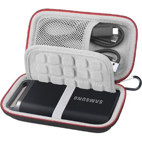 Lacdo Hard Carrying Case for Samsung T5 EVO Portable SSD 2TB 4TB 8TB USB 3.2 Gen 1 External Solid State Drive Hard EVA Shockproof Water-Resistant Protective Storage Travel Bag, Black