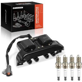 A-Premium 1x Ignition Coil Pack and 4x Iridium Spark Plugs Compatible with Mazda Miata 1990 1991 1992 1993 1.8L, Replace# B61P1810XC, B61P1810XD