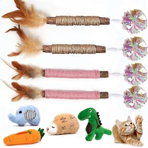 Cat Toys, Interactive Cat Toy for Indoor Cats, Soft and Durable Crinkle Sound Catnip Toys, Catnip Filled Mouse Cat Teething Chew Toy (pack8)